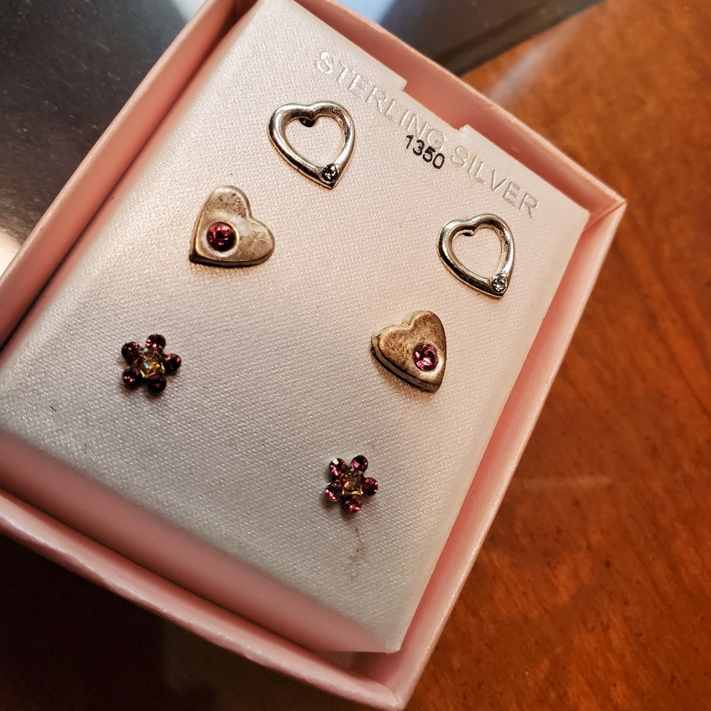 Girls Sterling Silver Pink Earings